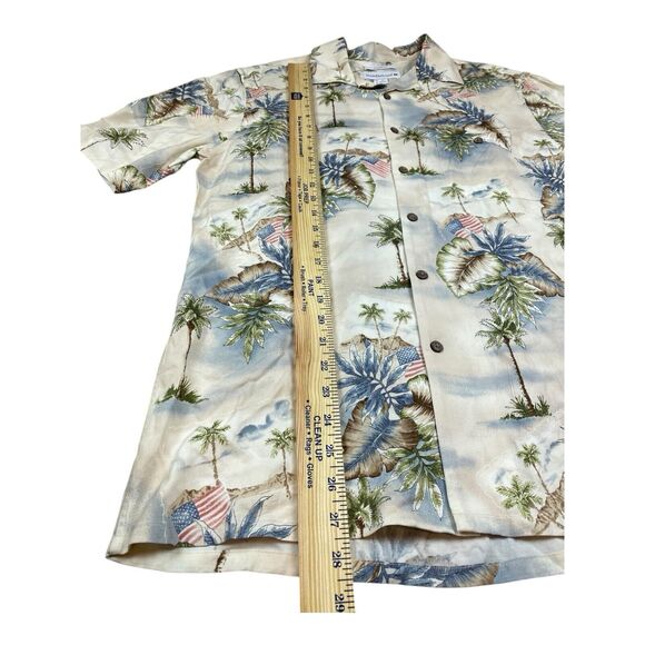 NEW W TAGS Saddlebred Men's MEDIUM Hawaiian Button Down Shirt American Flag - Picture 11 of 12